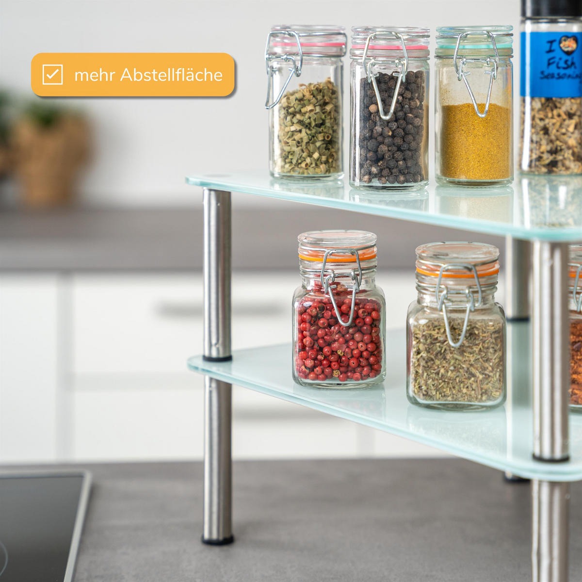 GLAS-KÜCHENREGAL weiß - Weiß, Glas (32/21/28cm) - bremermann