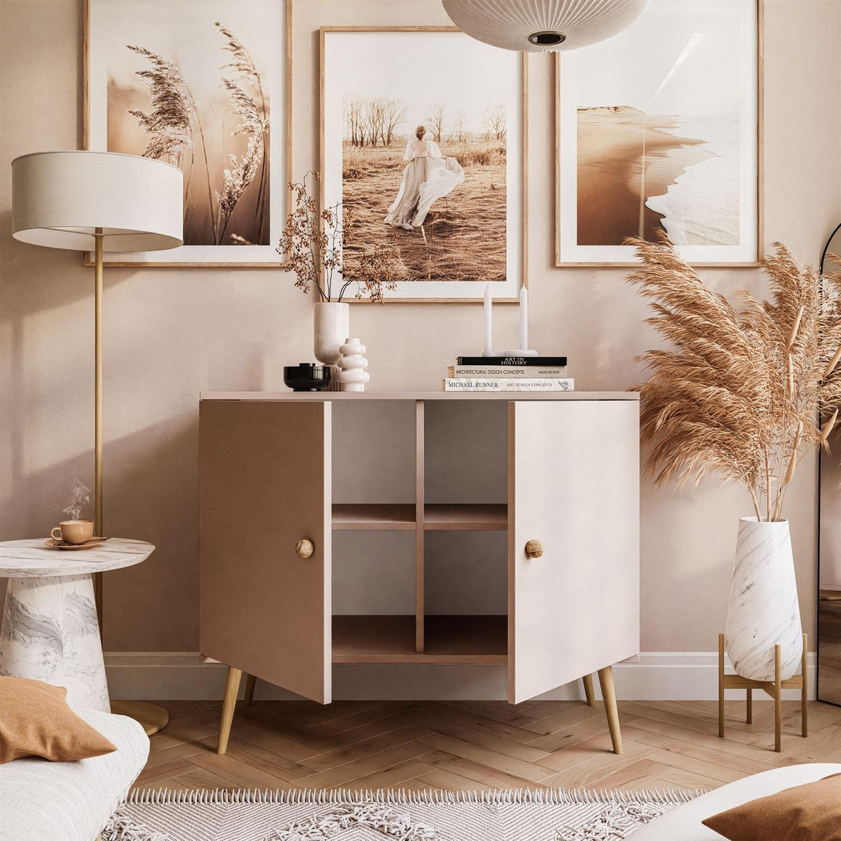 KOMMODE Zweitürige HARMONY Macchiato - Cappuccino, Holzwerkstoff (100/85/42cm) - Lookway