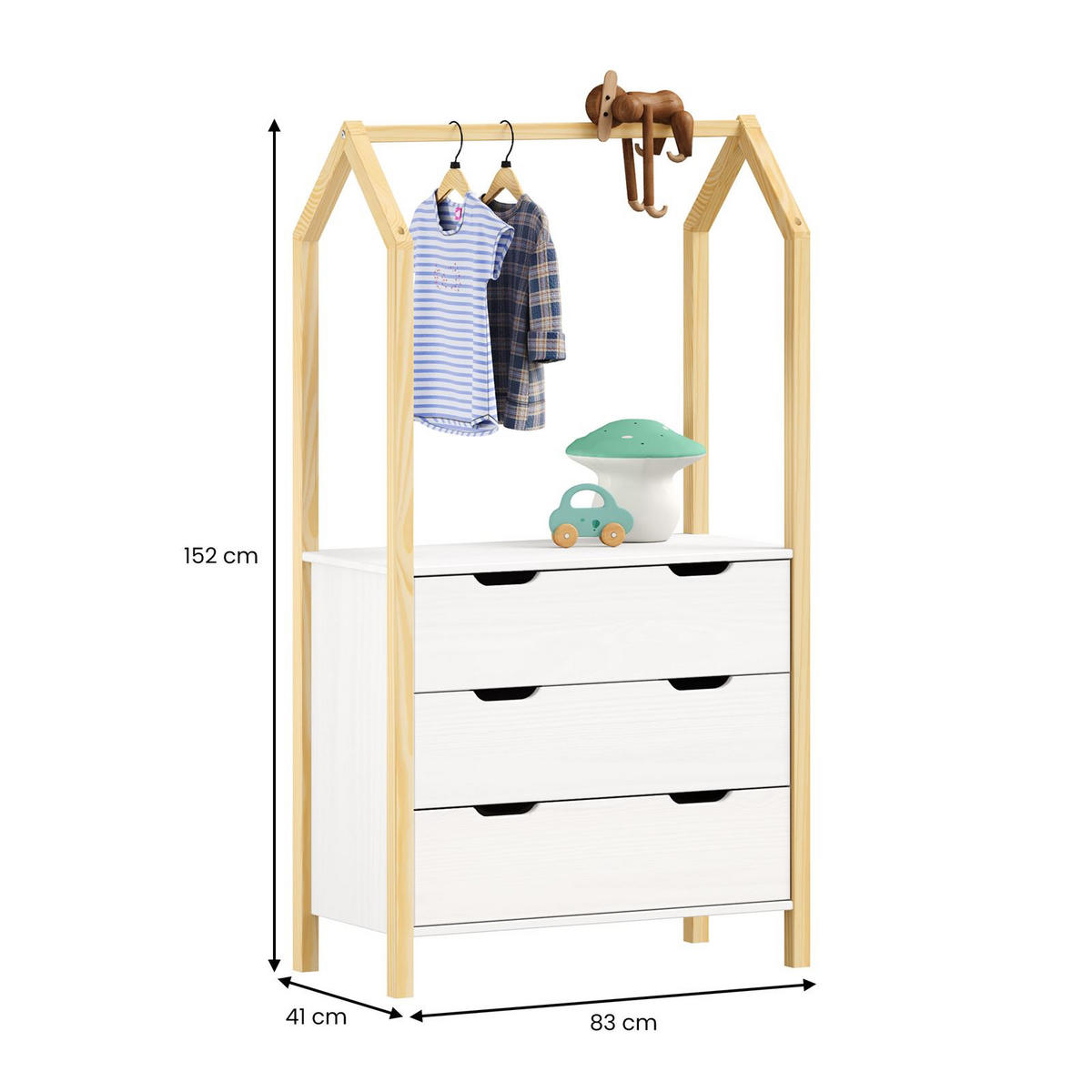 KOMMODE AMIRA natur/weiß - Naturfarben/Weiß, Holz (83/152/41cm) - IDIMEX