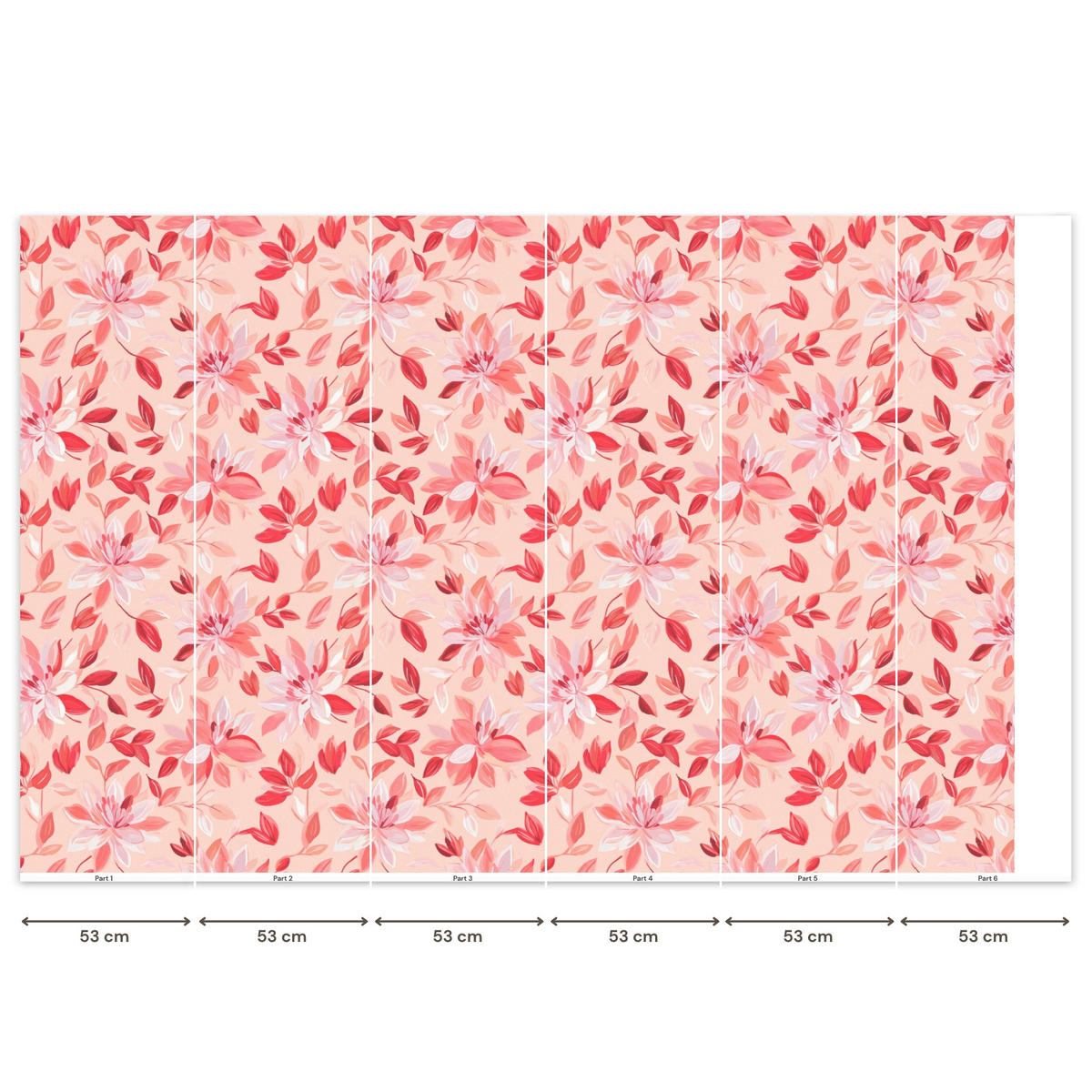 TAPETE - Botanisch - Blumen - Rot - 300x200 cm - Koralle, Papier (300/200cm) - OnlyWow