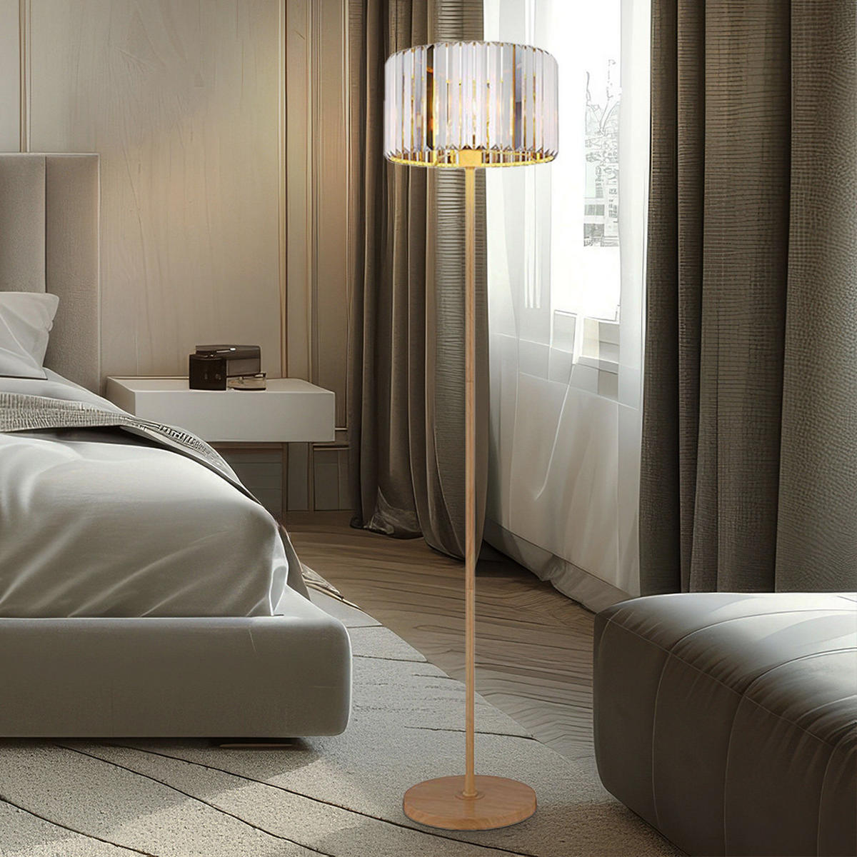 LED STEHLEUCHTE Metall Grau Rauchoptik - Grau, Metall (35/35/150cm) - Nowa