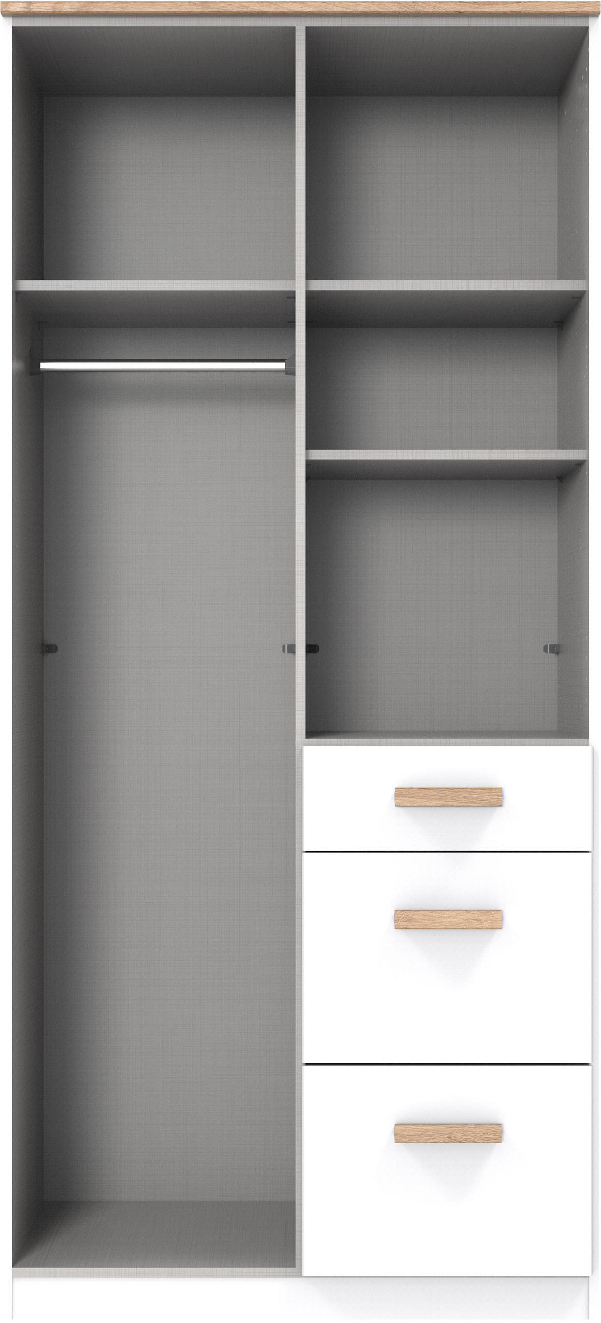 KLEIDERSCHRANK Gotland in Weiß mit Plankeneiche und Hirnholz - Drehtürenschrank 2 türig - Weiß, Holzwerkstoff (91/199/58cm)