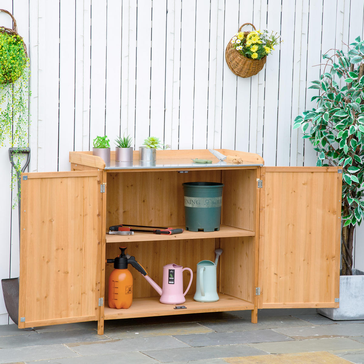 PFLANZTISCH DE-18934 Zedernholz - Orange, Holzwerkstoff (98/48/95cm) - ComfortXL