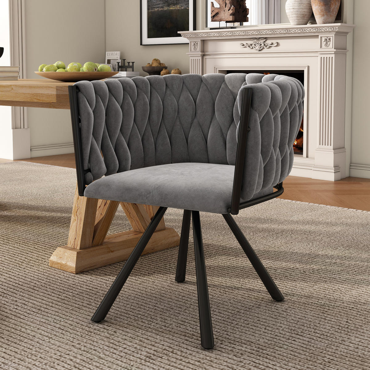 ESSZIMMERSTUHL 4er-Set drehbar Samt Gray - Grau, Metall (54/72/59.1cm) - Meubliv