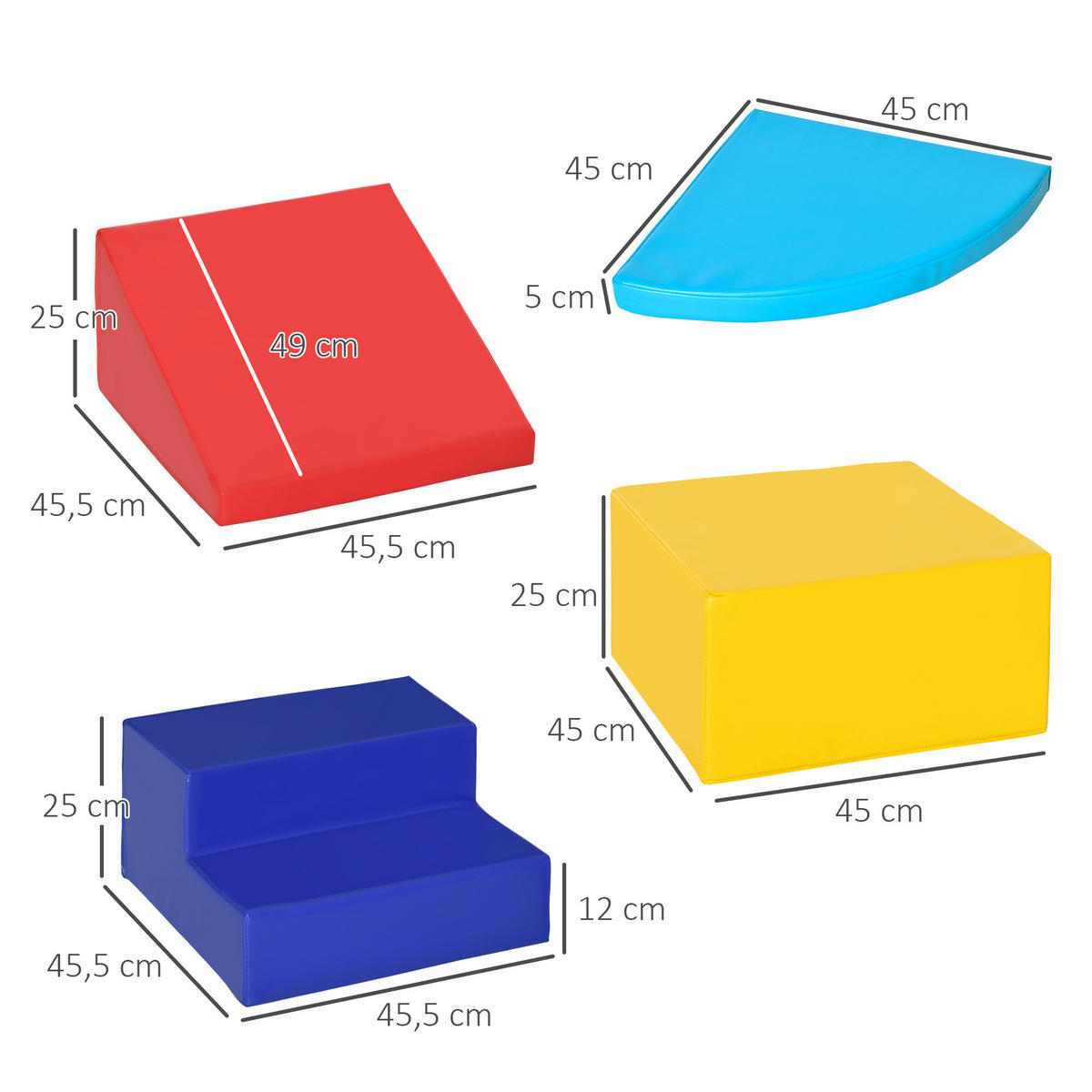 BAUSTEINSET - Blau/Rot, Kunststoff (45/25/45cm) - HOMCOM
