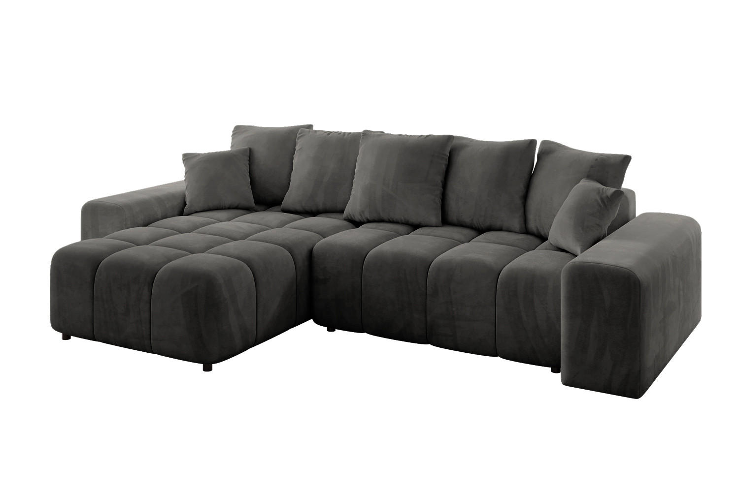 ALTDECOR ROHOVÁ SEDACÍ SOUPRAVA, otoman vlevo ENIL-L 297x189x68, tmavě šedý velur