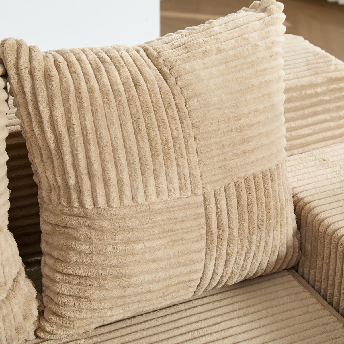 SCHLAFSOFA 2-in-1 mit Hocker, 2 Kissen und Becherhalter, DE-42913, Khaki - Sandfarben, Textil (133/64/87cm) - ComfortXL