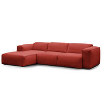 3-SITZER ECKSOFA mit Longchair - Rot/Schwarz, Kunststoff/Textil (284/173cm) - home24