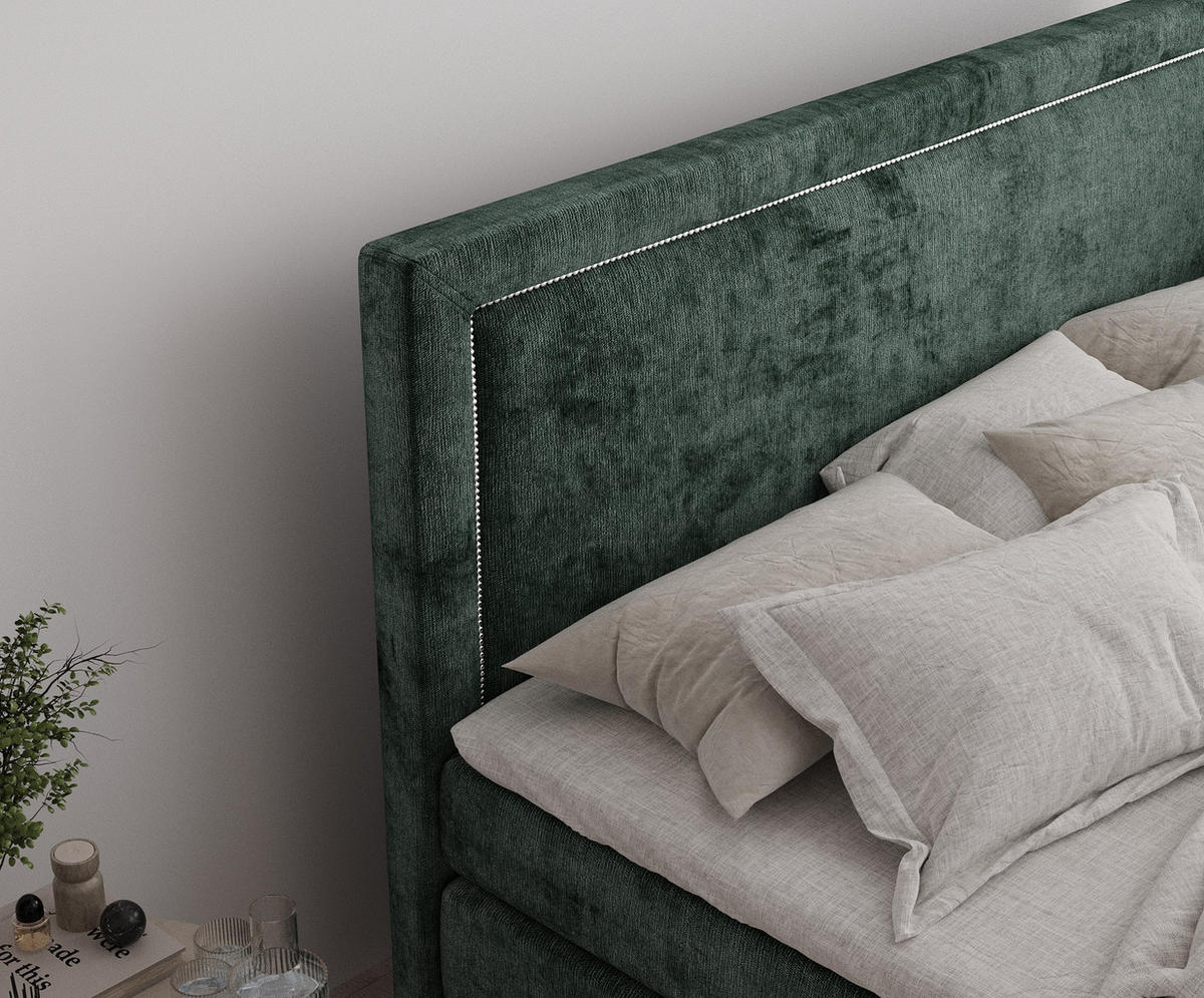 BOXSPRINGBETT Lavenda Grün 160/200 cm - Schwarz/Grün, Holz/Holzwerkstoff (160/200cm) - Maison de Reve