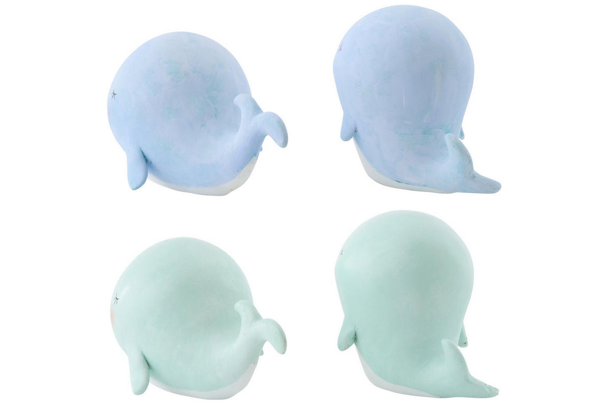 DEKOOBJEKT WAL (4ER SET) - Blau, Glas/Naturmaterialien (7/8.5/9.5cm) - J-Line