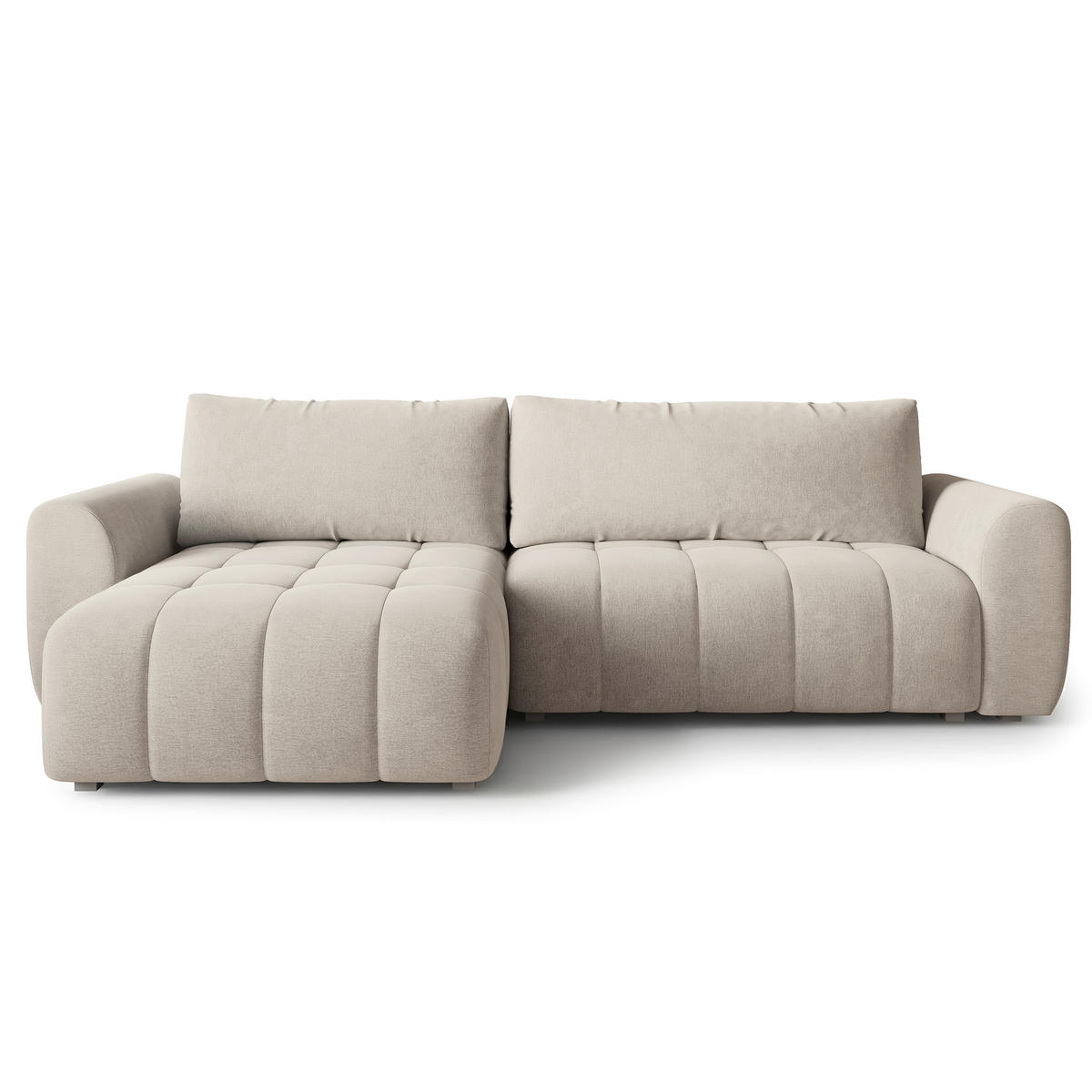 ECKSOFA MODARO CL Creme Samtstoff mit Schlaffunktion - Creme, Holzwerkstoff/Textil (285/148cm) - MASSENO
