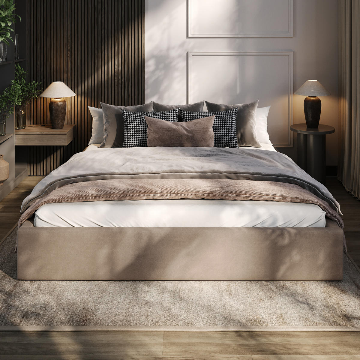 POLSTERBETT 180x200cm Bett mit Stauraum Lattenrost Beige - Beige, Holz/Holzwerkstoff (180/200cm) - Muralo