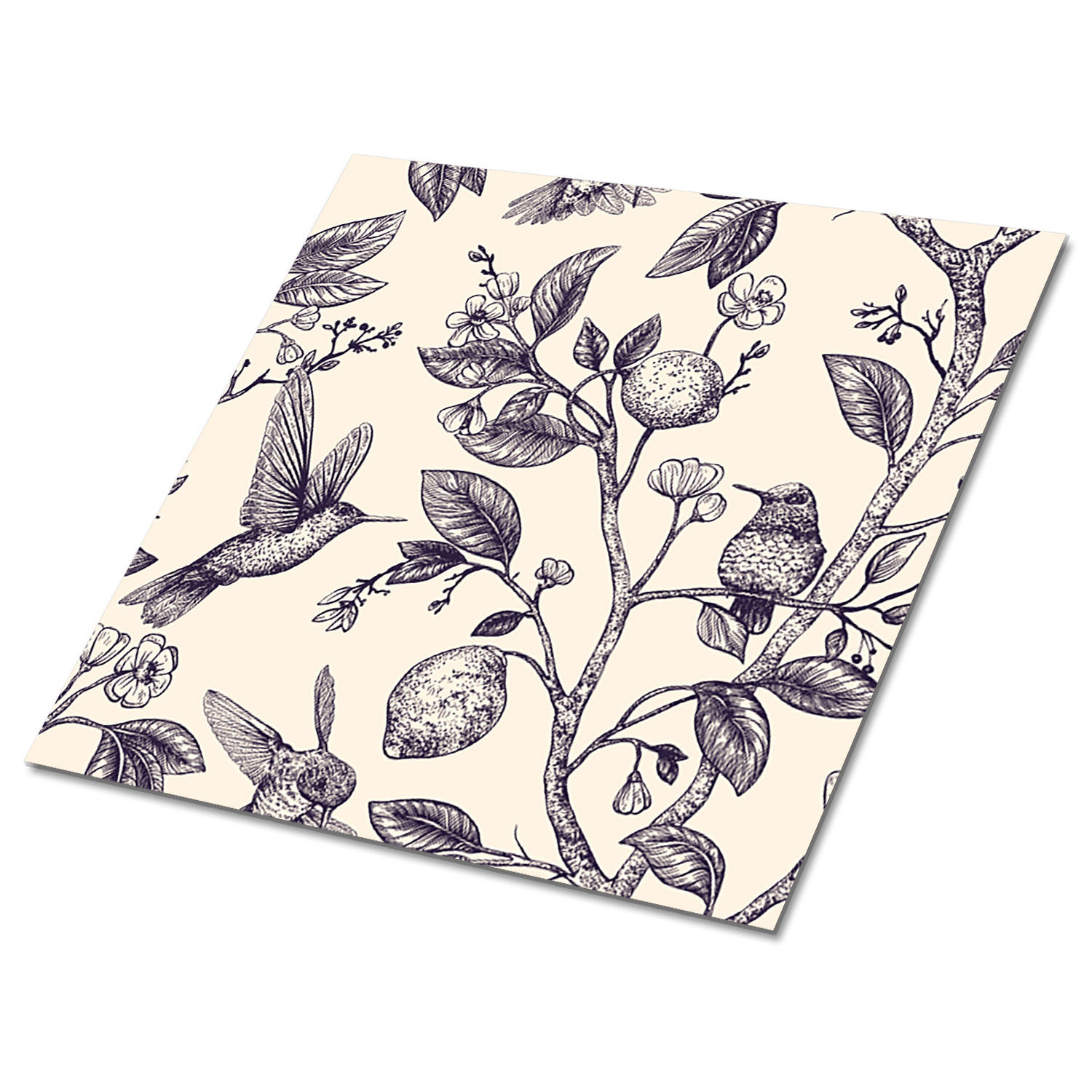 FLIESENAUFKLEBER 9 Stück 30x30 cm selbstklebend Vögel auf einem Ast - Grau, Textil (30/1.6/30cm) - TULUP