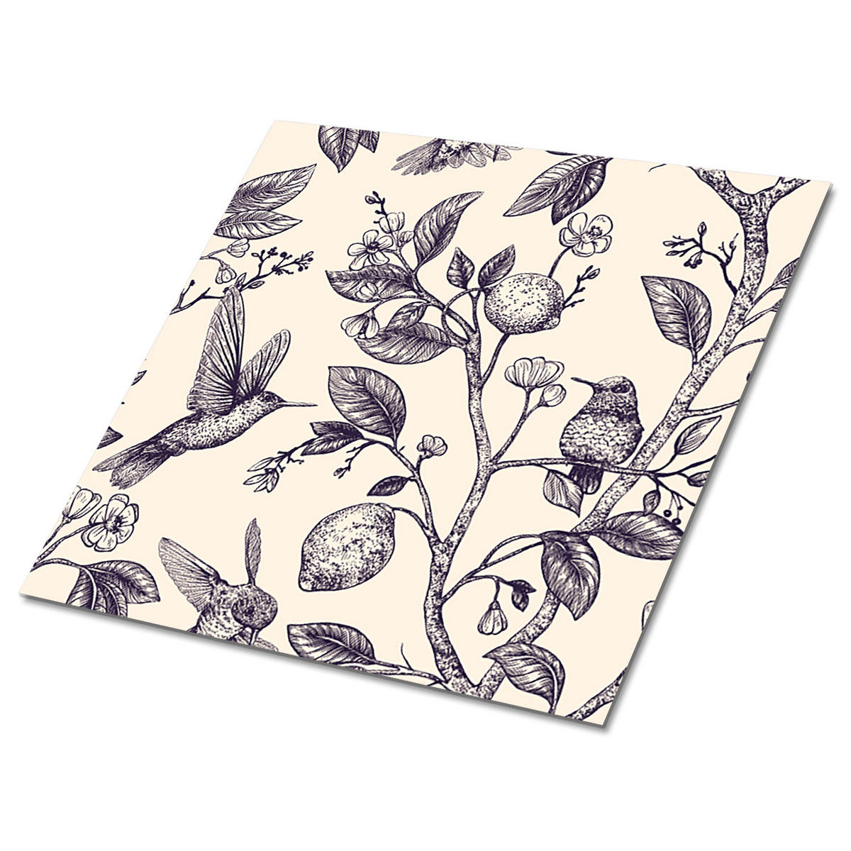 FLIESENAUFKLEBER 9 Stück 30x30 cm selbstklebend Vögel auf einem Ast - Grau, Textil (30/1.6/30cm) - TULUP