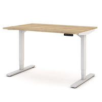 SCHREIBTISCH Elektrisch höhenverstellbarer Schreibtisch Y-Line Eiche Natura Weißaluminium 120/80/62-127cm - Weiß Hochglanz/Silberfarben, Holzwerkstoff/Metall (80/120/127cm) - ASSMANN
