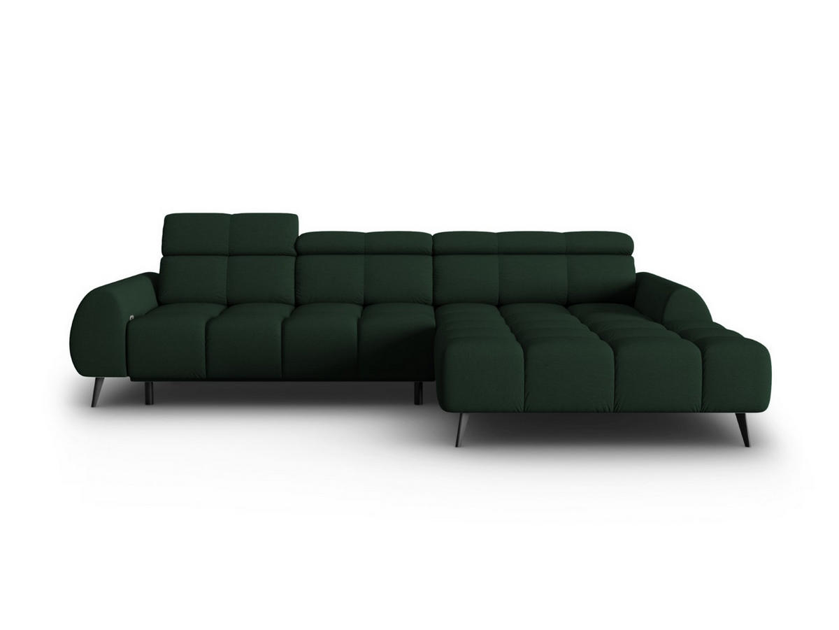 ELEKTRISCHES-ECKSOFA rechts Alyse aus strukturiertem Stoff dunkelgrün 5 Sitzplätze - Dunkelgrün, Textil (188/295cm) - Micadoni