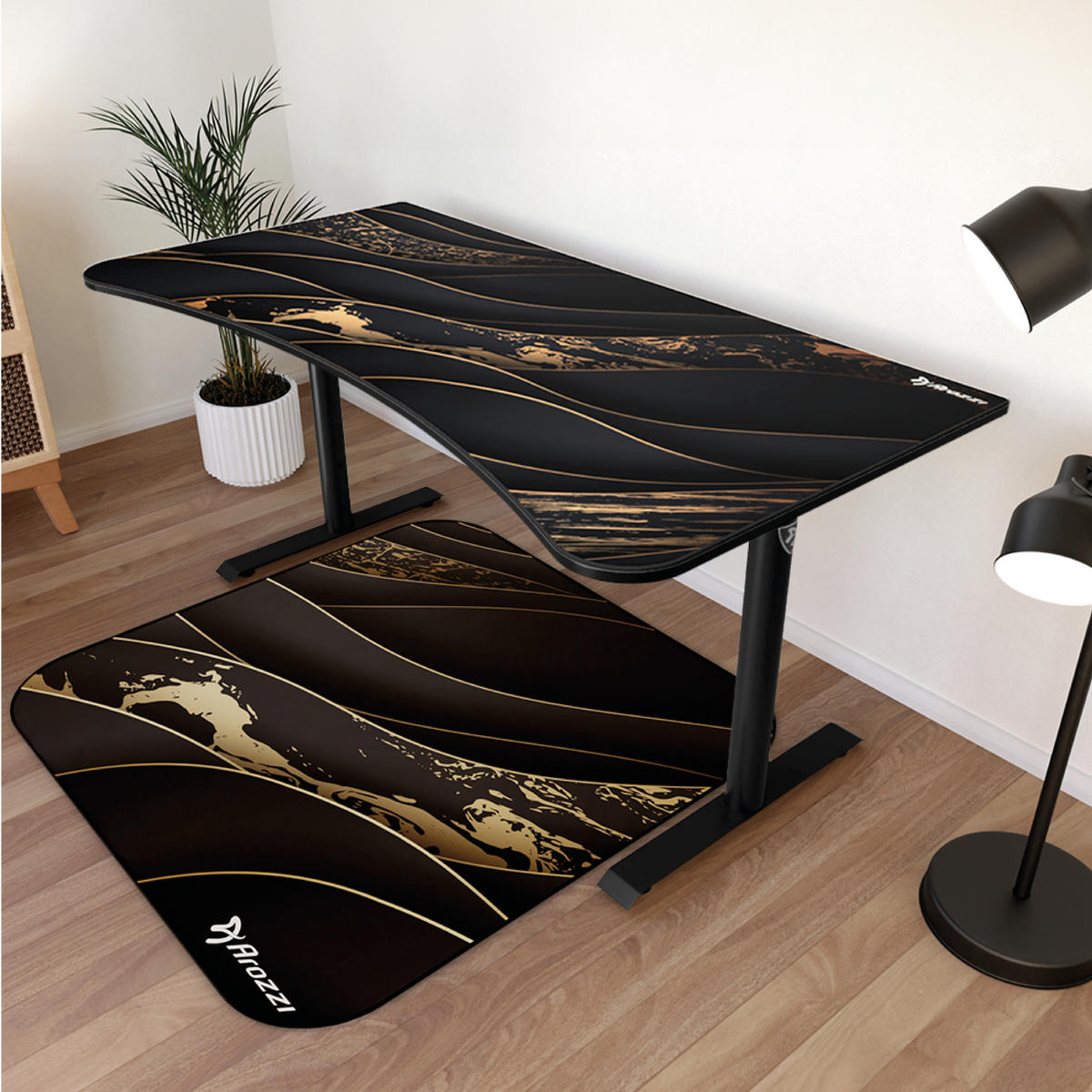 BODENSCHUTZMATTEN Zona Quadrat 116 cm Schwarz Gold - Goldfarben/Schwarz, Textil (116/116cm) - Arozzi