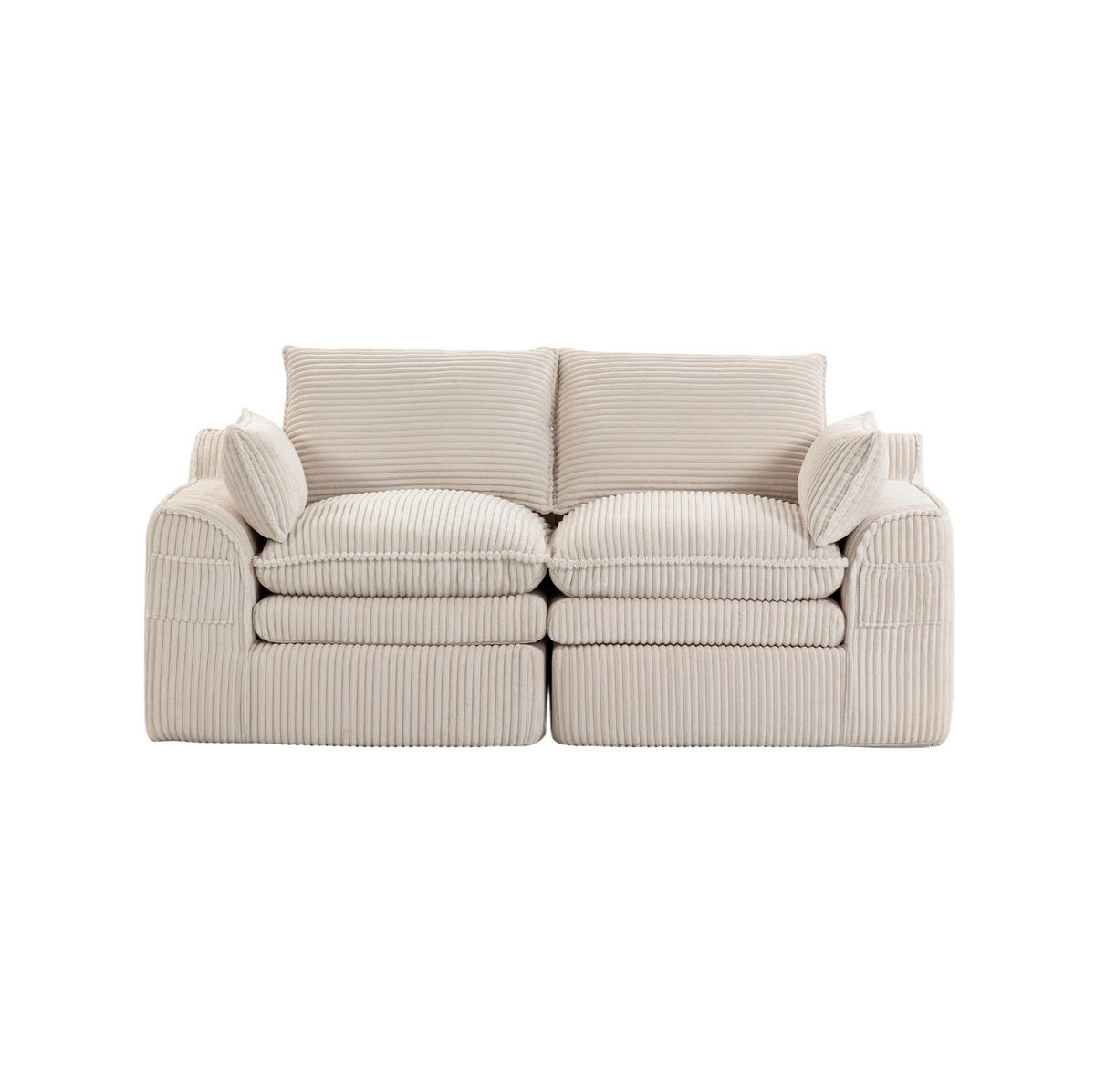 2-SITZER Sofa 191/94/85 cm mit Seitentaschen, Kissen und Federkern, Cordbezug, Beige - Beige, Textil (191/85/94cm) - Redom