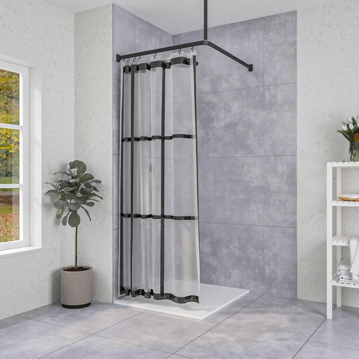 DUSCHVORHANG Schwarz PEVA transparent 180 x 200 cm - Transparent, Kunststoff (180/200cm) - MCBOSON