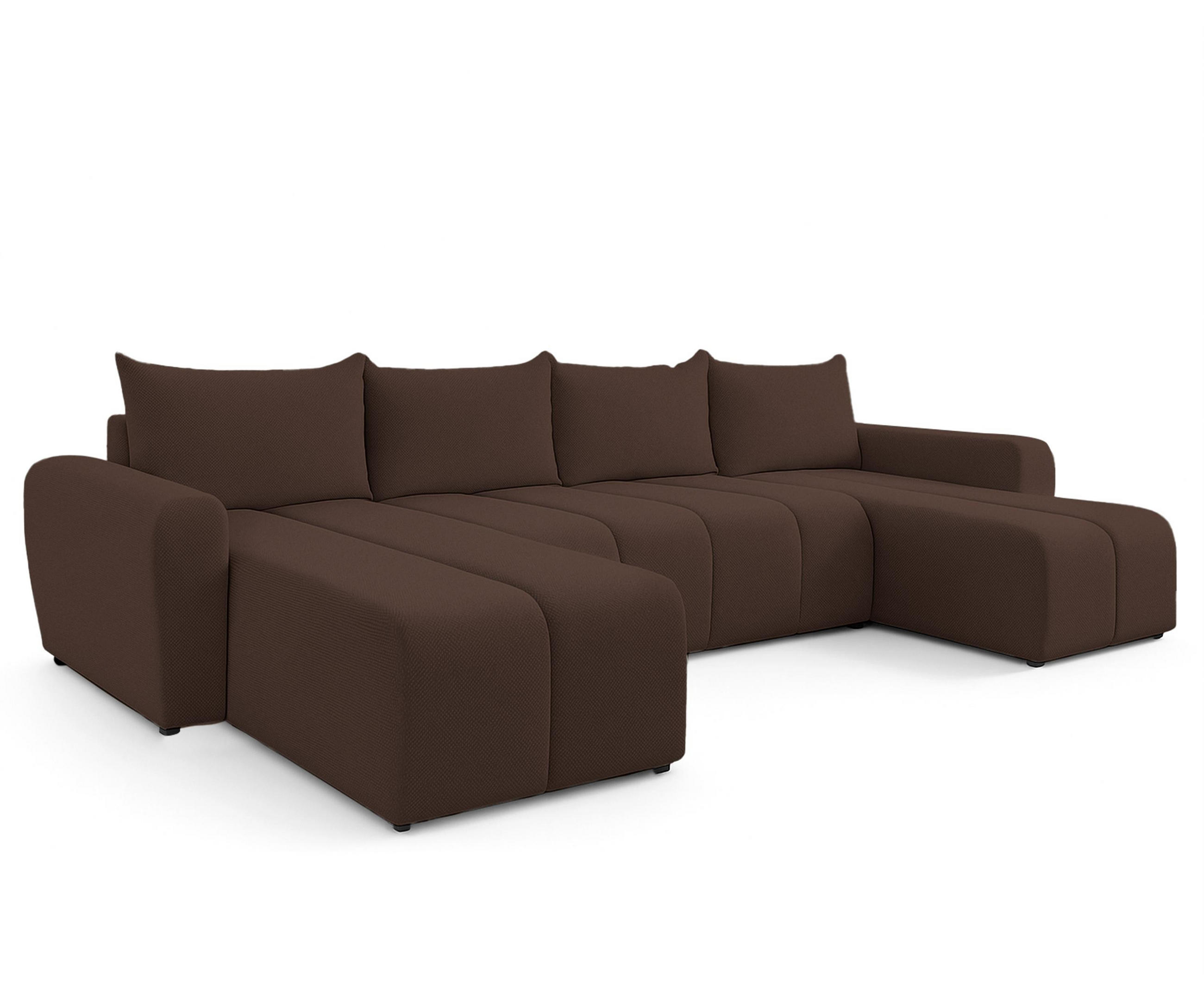WOHNLANDSCHAFT Ferrande Braun 318/149/91 cm mit Schlaffunktion Bettkasten Modern - Schwarz/Braun, Kunststoff/Textil (318/91/149cm) - AX Living