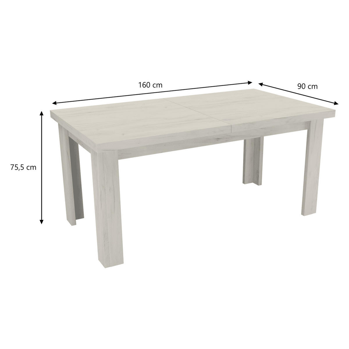 ESSTISCH ausziehbar 160-200 x 90 x 75,5 cm Kraft Weiß - Weiß, Holzwerkstoff (90/160/75.5cm) - Koseto