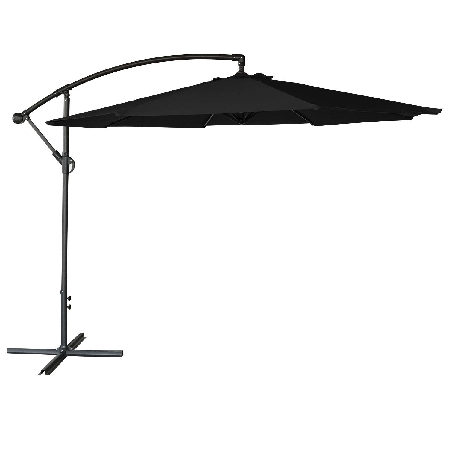 SONNENSCHIRM Oahu Schwarz Ø 3 m - Schwarz, Textil (300/300cm) - Happy Garden