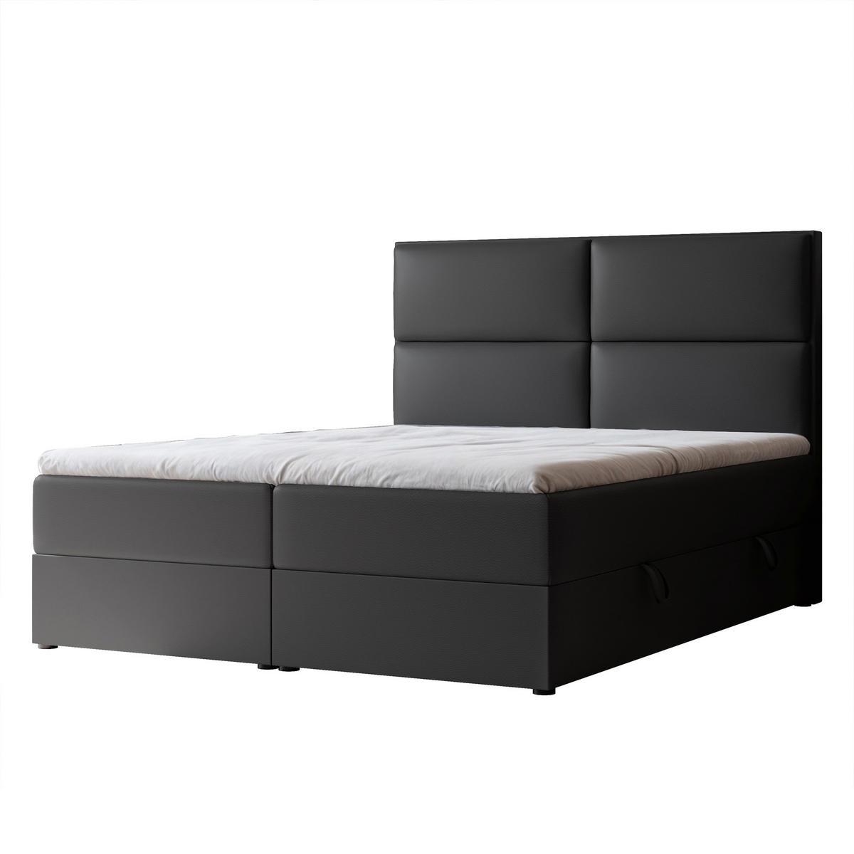 BOXBETT 120x200 cm mit Topper - Schwarz, Holzwerkstoff/Textil (180/200cm) - Idohome
