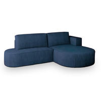 ECKSOFA CORTIO P R-S Blau Kordstoff mit Schlaffunktion - Blau, Holz (265/174cm) - MASSENO