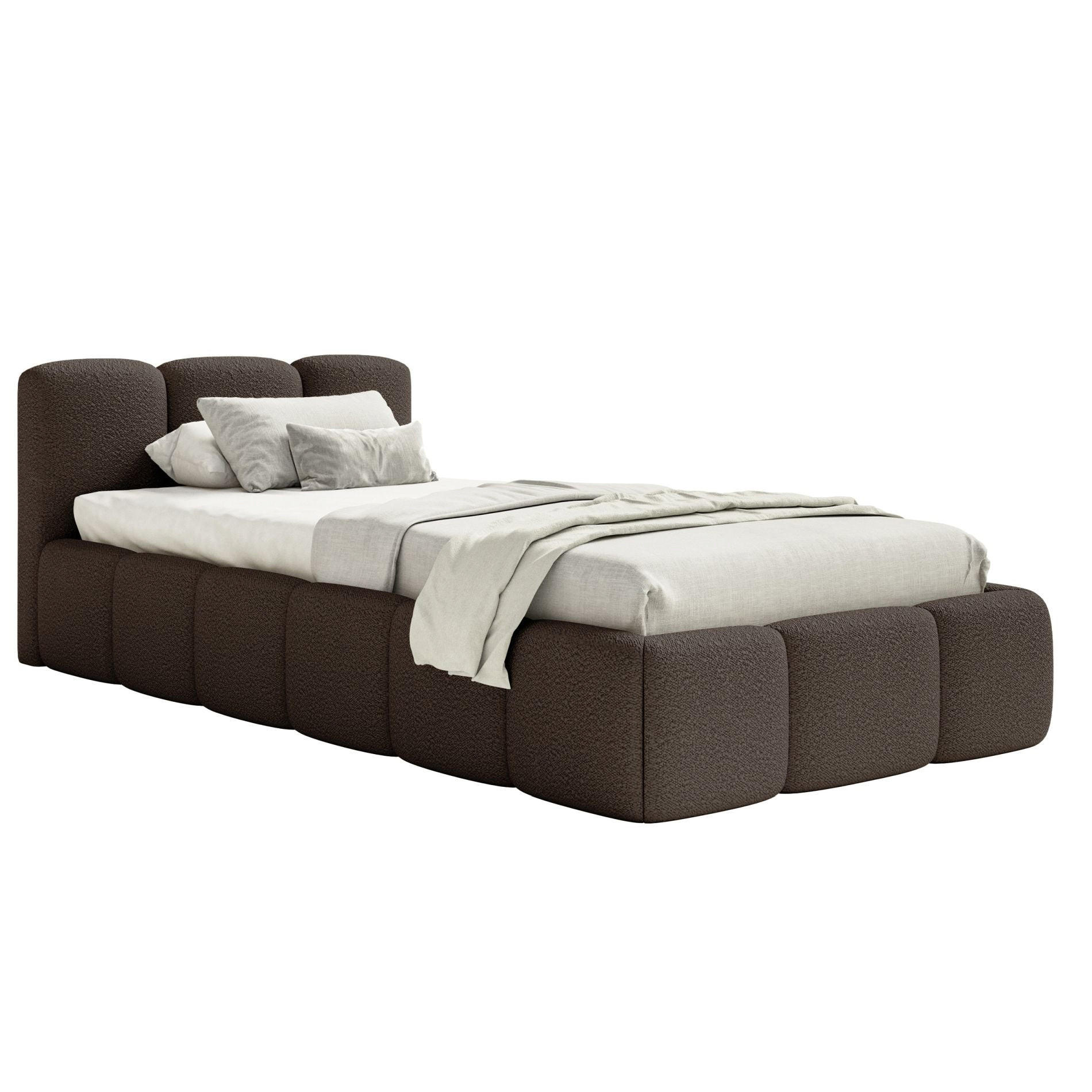 POLSTERBETT Cloudy Low Braun Bouclé, 90x200 cm - Schwarz/Braun, Kunststoff/Textil (90/200cm) - Selsey