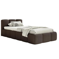 POLSTERBETT Cloudy Low Braun Bouclé, 90x200 cm - Schwarz/Braun, Kunststoff/Textil (90/200cm) - Selsey