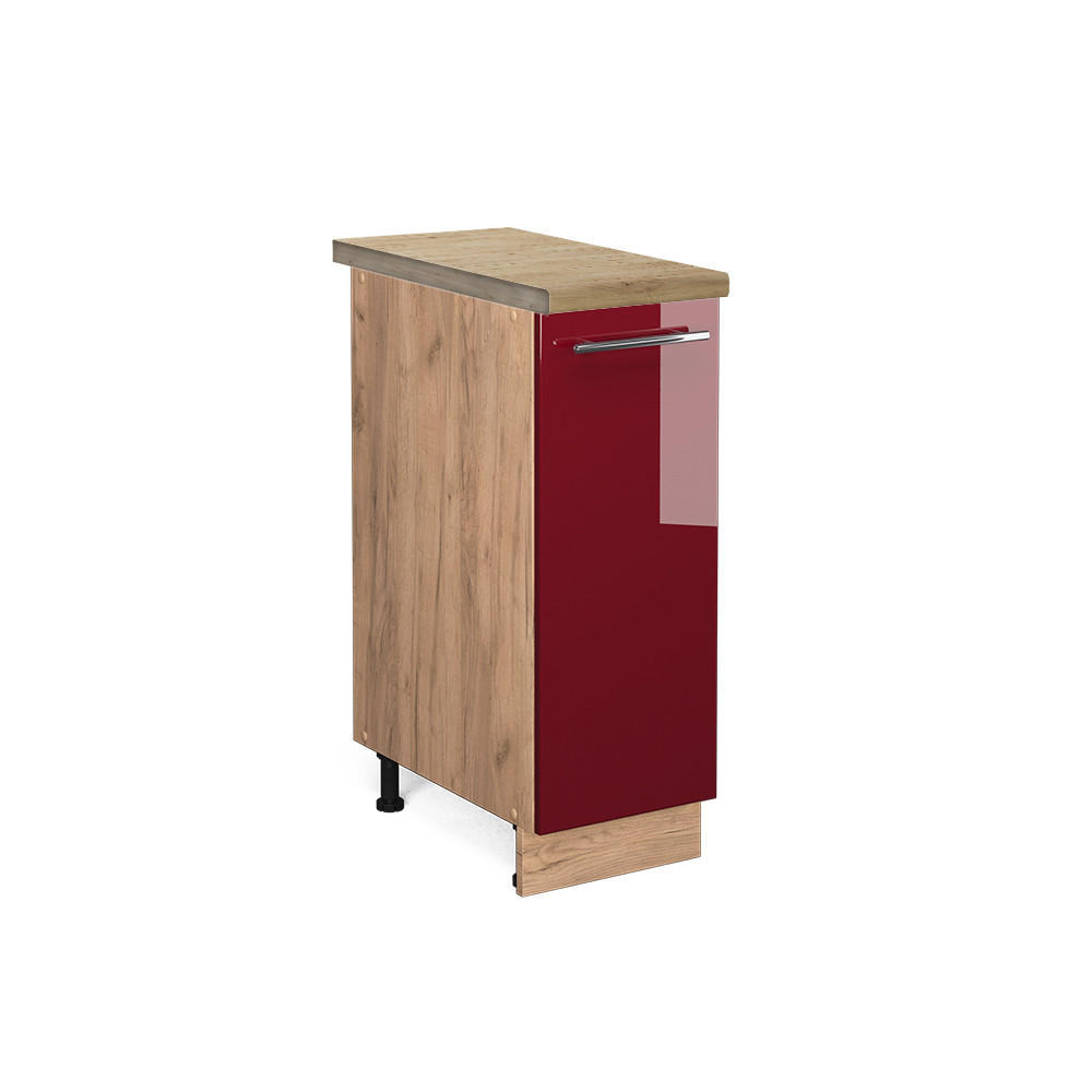APOTHEKERSCHRANK Fame-Line Bordeaux Hochglanz 30 cm, AP Eiche - Bordeaux/Eiche Wotan, Holzwerkstoff (30/82/60cm) - Vicco