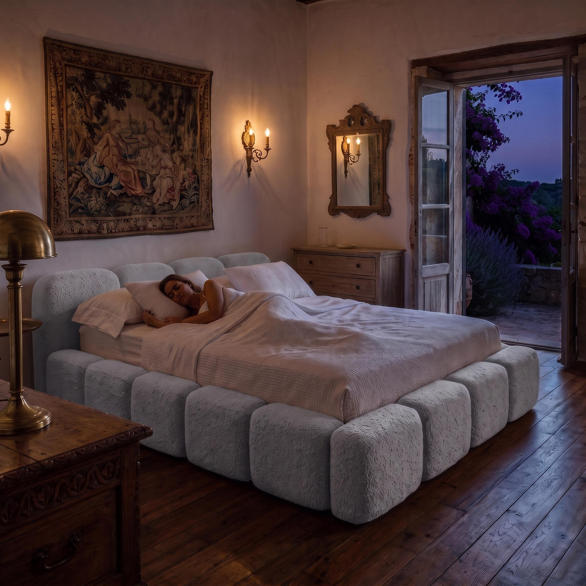 POLSTERBETT SUENO 180x200 cm in Grau, gepolstertes Kopfteil, Metalllattenrost, Bettkasten, Bouclé-Stoff - Naturfarben/Grau, Holz/Textil (180/200cm) - Muffo