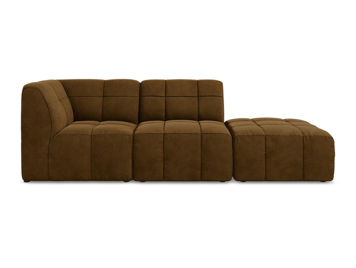 ECKSOFA Rechts Samt Stoff Gelb - Currygelb/Schwarz, Holzwerkstoff/Kunststoff (240/90cm) - Makamii