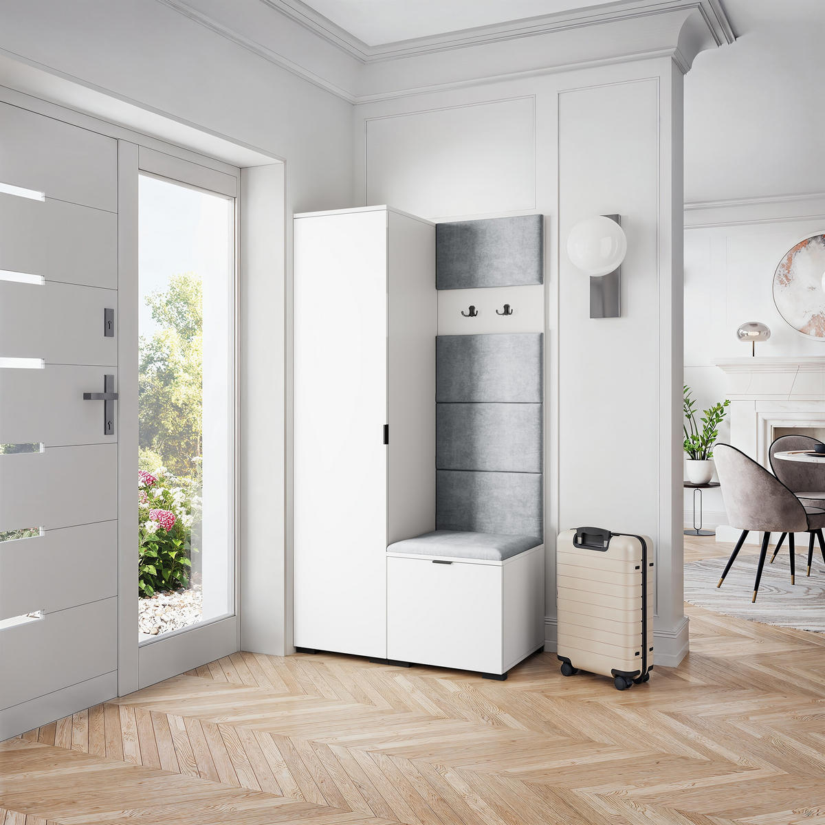 GARDEROBENSCHRANK LORI 95/181/51 cm Modern Weiß - Weiß, Holzwerkstoff (95/181/51cm) - MASSENO