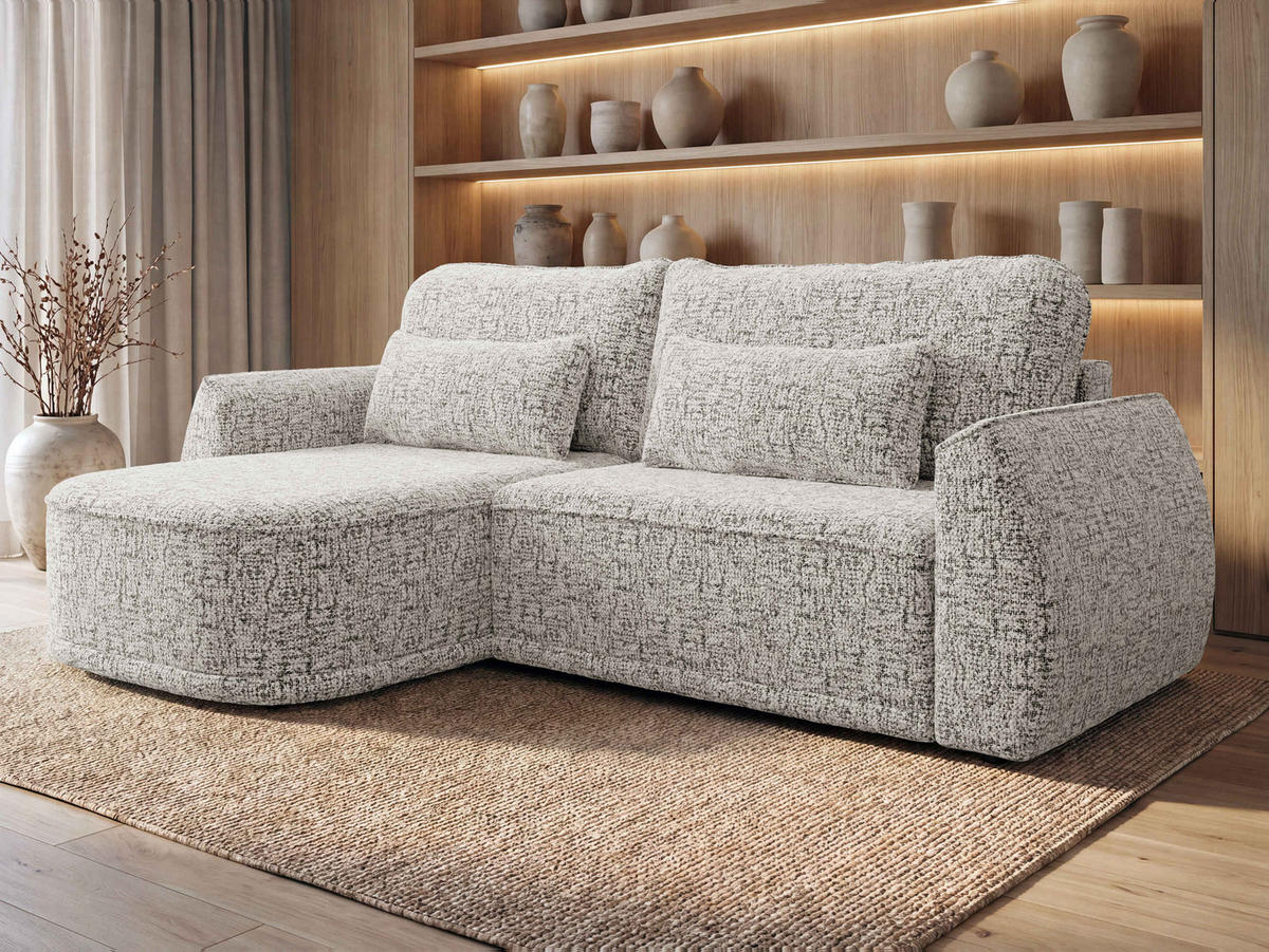 ECKSCHLAFSOFA Lorenzo - Hellgrau/Schwarz, Holz/Kunststoff (260/165cm) - MIRJAN24