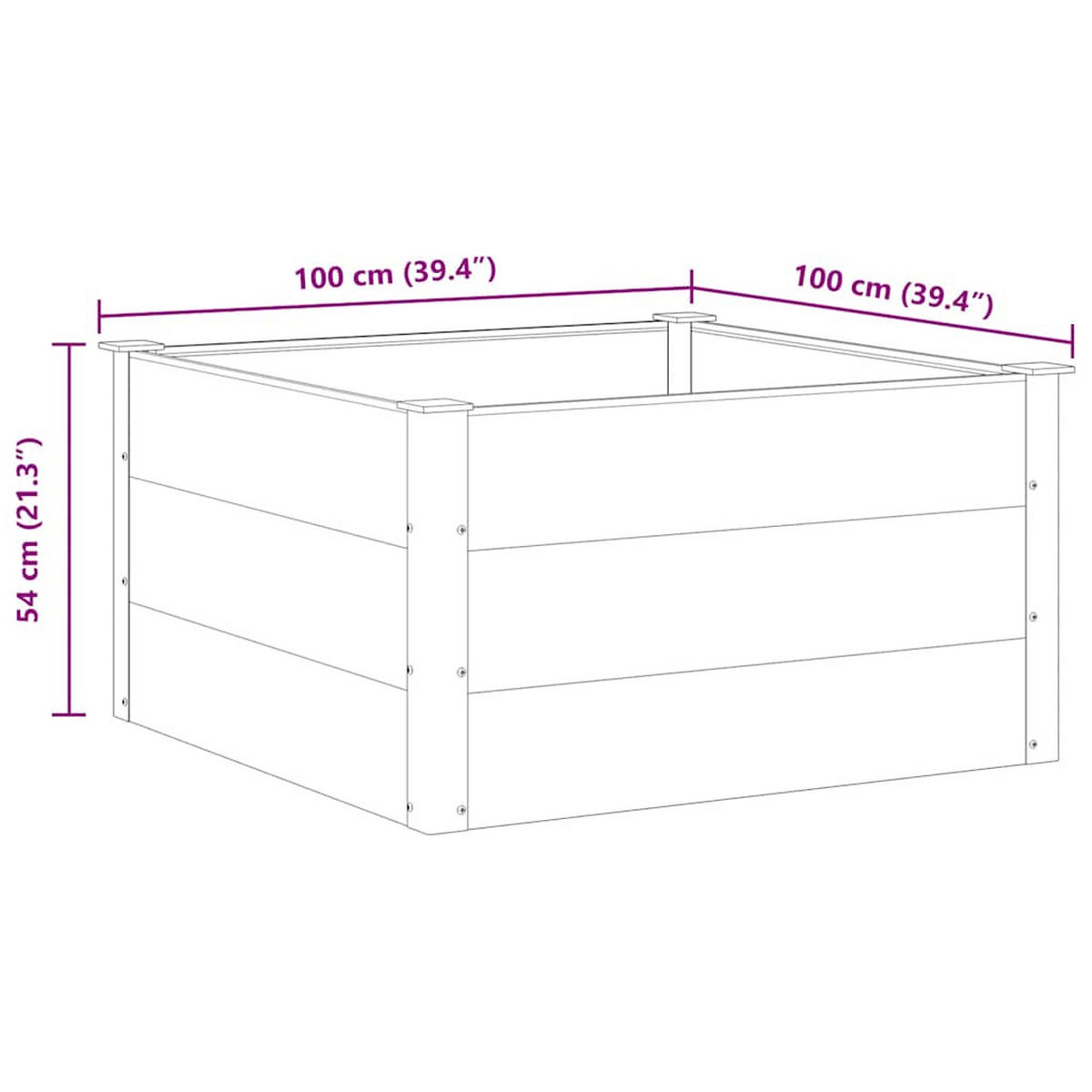 HOCHBEET 100/100/54 cm, aus WPC und Stahl, Grau - Grau, Holz (100/54/100cm) - vidaXL