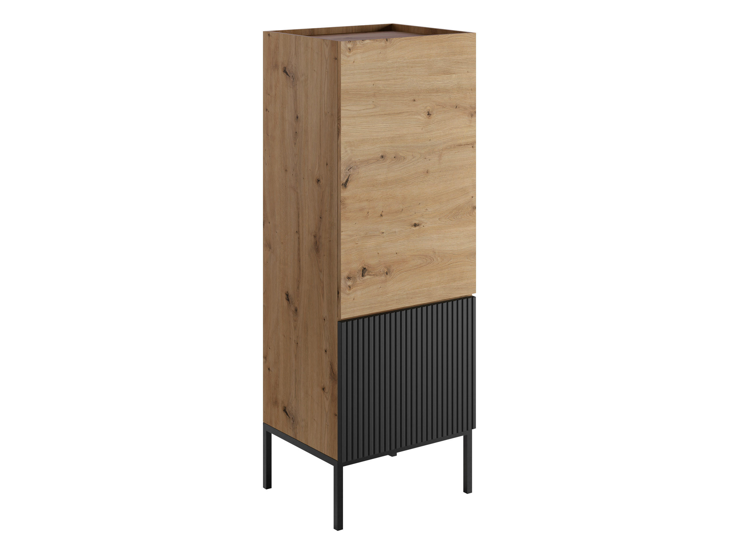 Mirjan24 Kommode Eiche Artisan, Schwarz 50x140x42 cm
