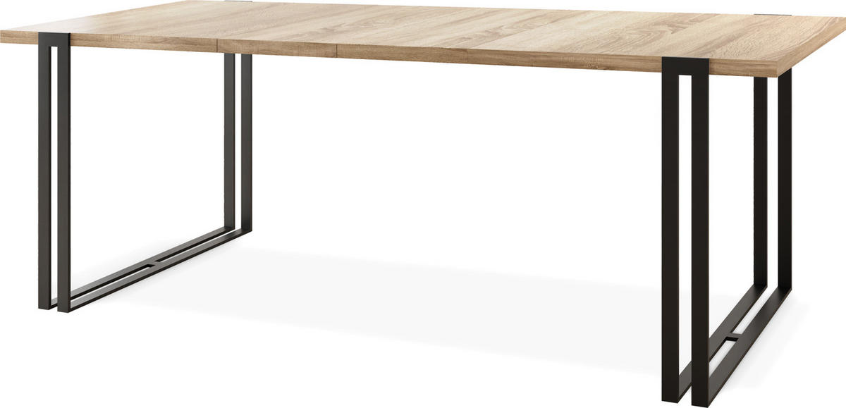 ESSTISCH Marco rechteckig ausziehbar, Sonoma Eiche 160-260/90/76 cm - Schwarz/Braun, Holzwerkstoff/Metall (90/260/76cm) - WFL GROUP