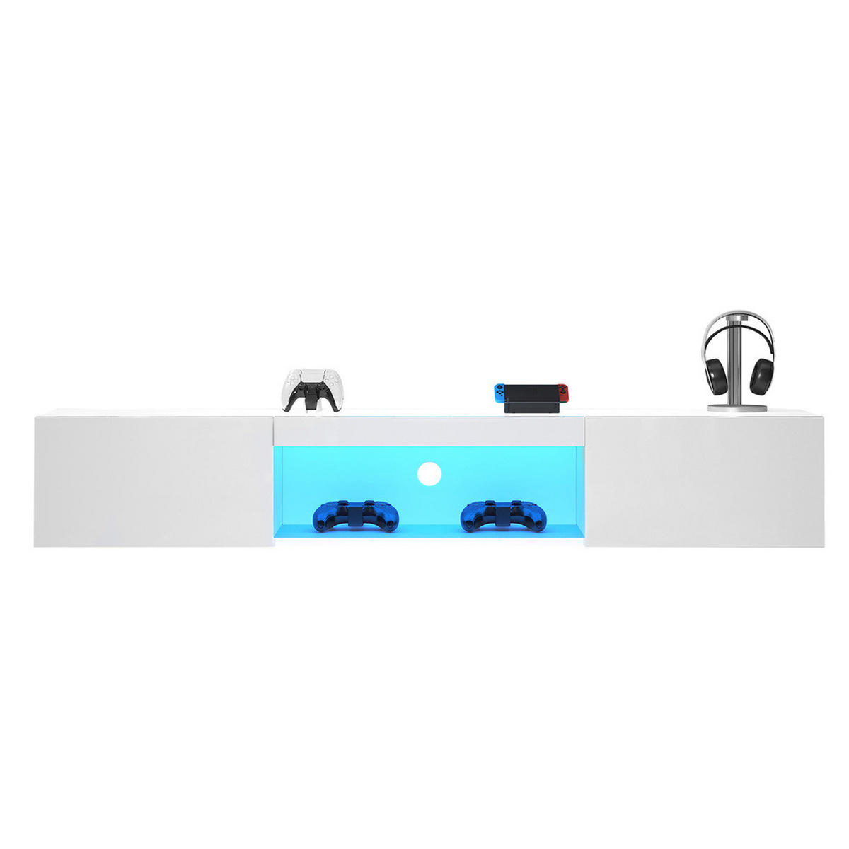 TV-SCHRANK 160x31cm wandmontierbar Hochglanzweiß LED bis 70 Zoll 30KG - Weiß, Holz (39.5/13/170.5cm) - FLIEKS