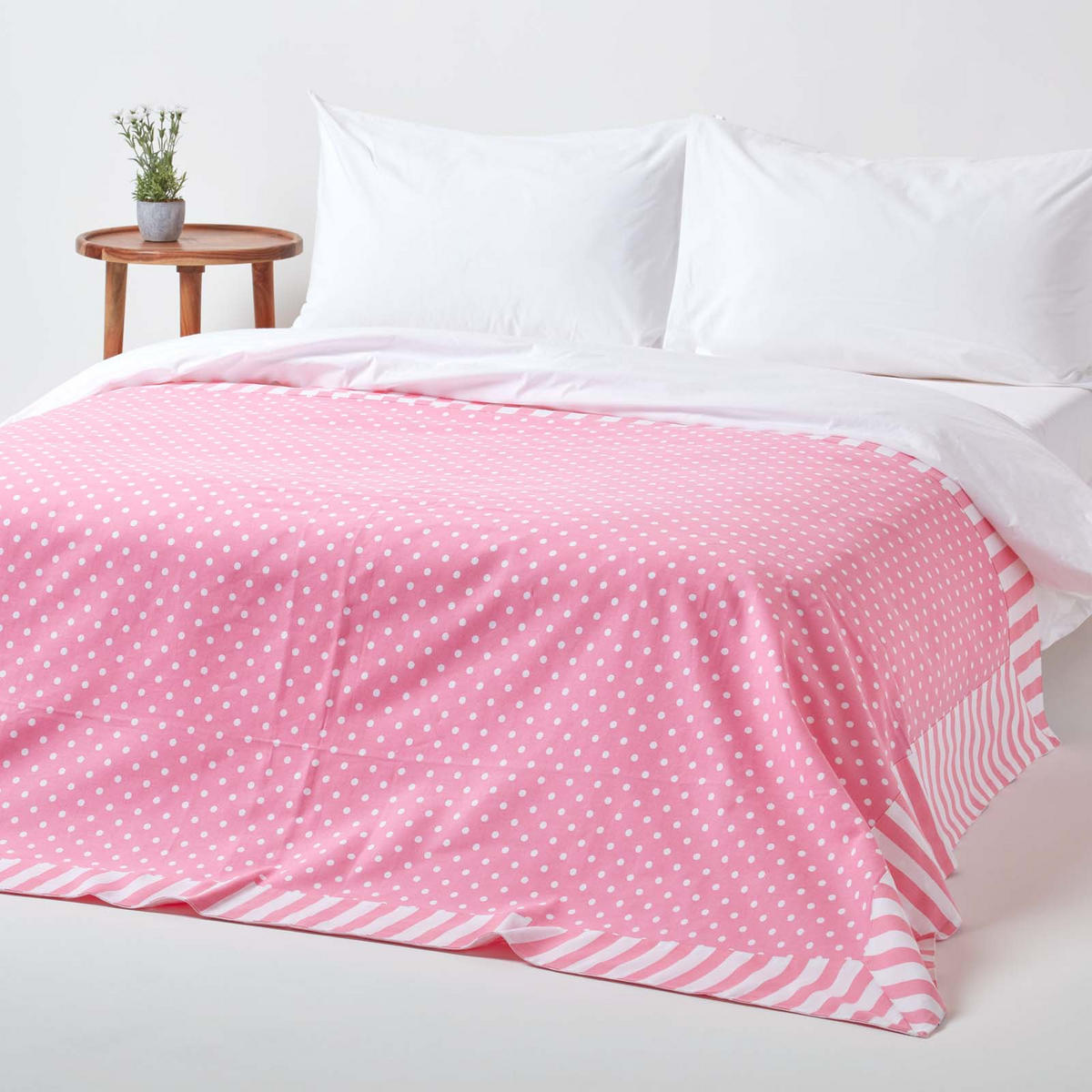 ÜBERWURF 150/200 cm, gepunktet, 100% Baumwolle - Rosa, Textil (150/200cm) - Homescapes