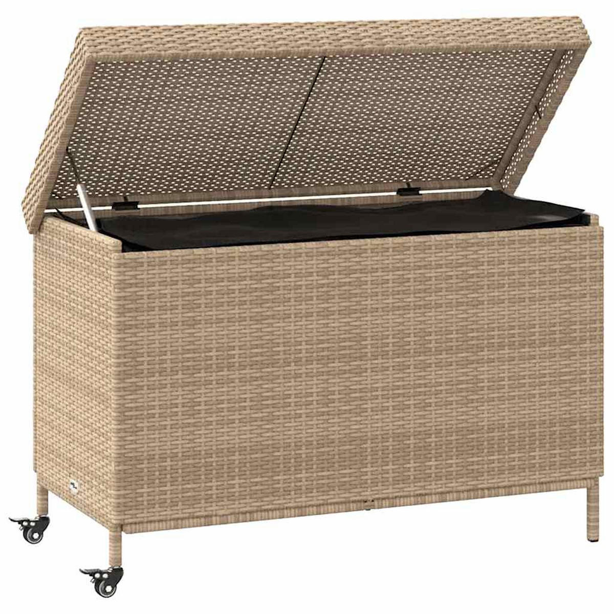 GARTENTRUHE Mit Rollen Beige 110/55/73 Cm Poly Rattan - Beige, Kunststoff (55/73/110cm) - vidaXL