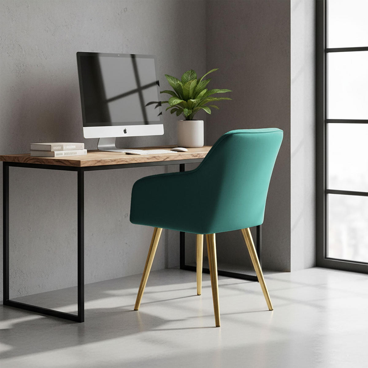 POLSTERSTUHL 2er Set, Metallbeine Grün, Gold 54,5/83/58 - Grün, Textil (55/83/58cm) - RAUMHIRSCH FURNITURE