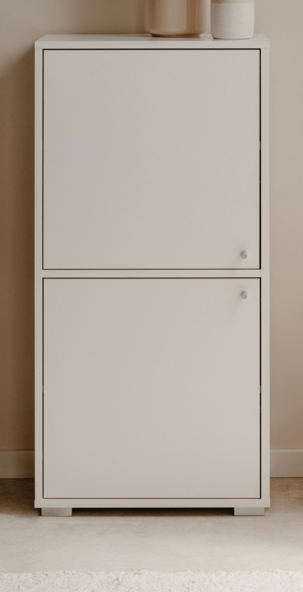 KOMMODE weiß 46 x 97 cm, Anrichte mit wechselbarem Türanschlag - Silberfarben/Weiß, Holzwerkstoff/Kunststoff (46/96.5/33.5cm) - Furn.Design