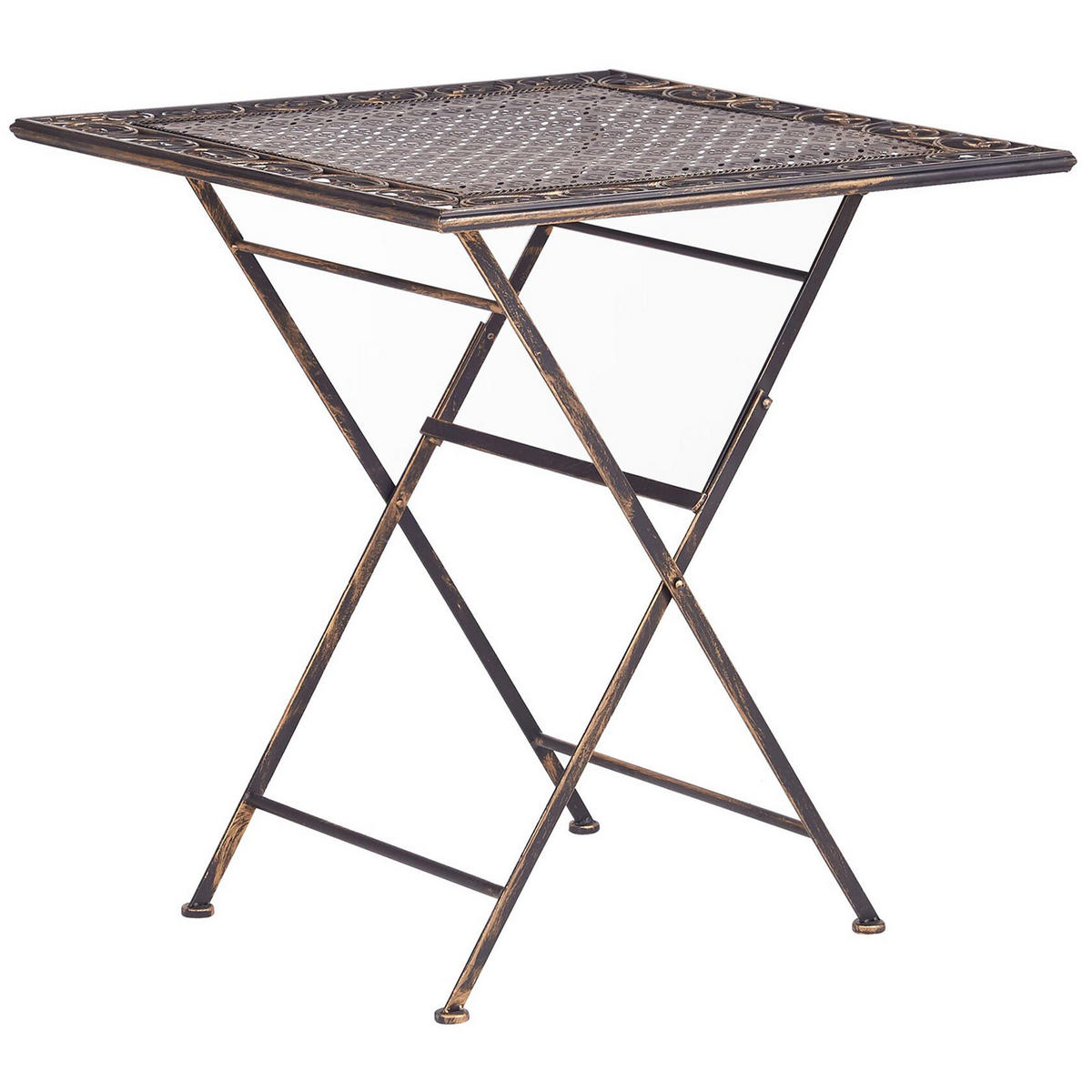 BALKONSET 2-Sitzer Metall Klapptisch schwarz Bormio - Goldfarben/Schwarz, Metall - Beliani