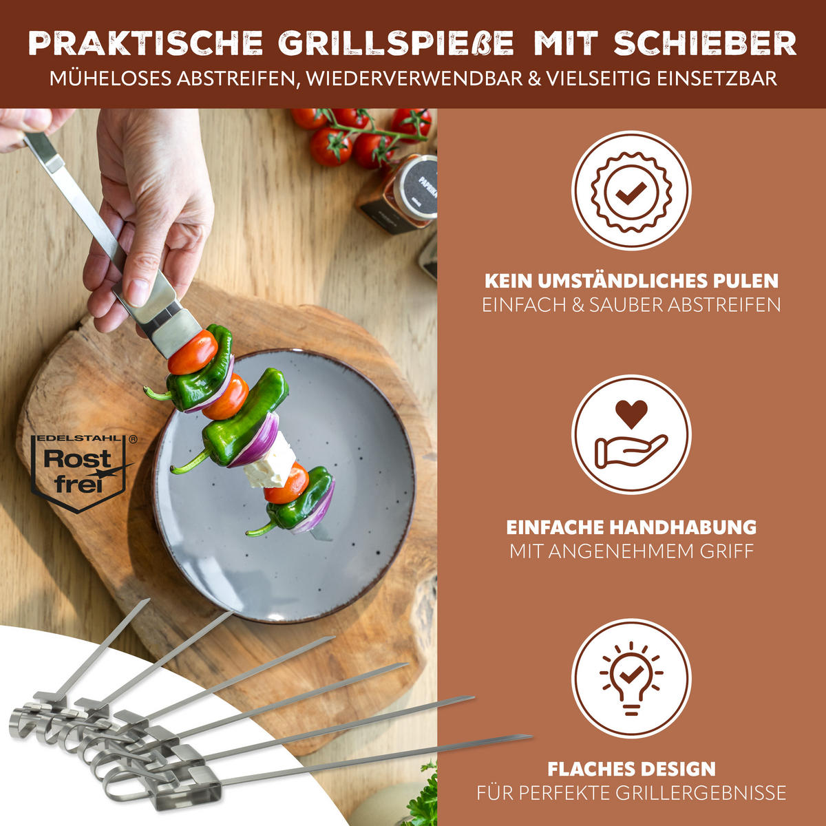 VEGGIE-GRILL-SET 13tlg. - Edelstahlfarben, Metall (32/1.5/18.5cm) - bremermann