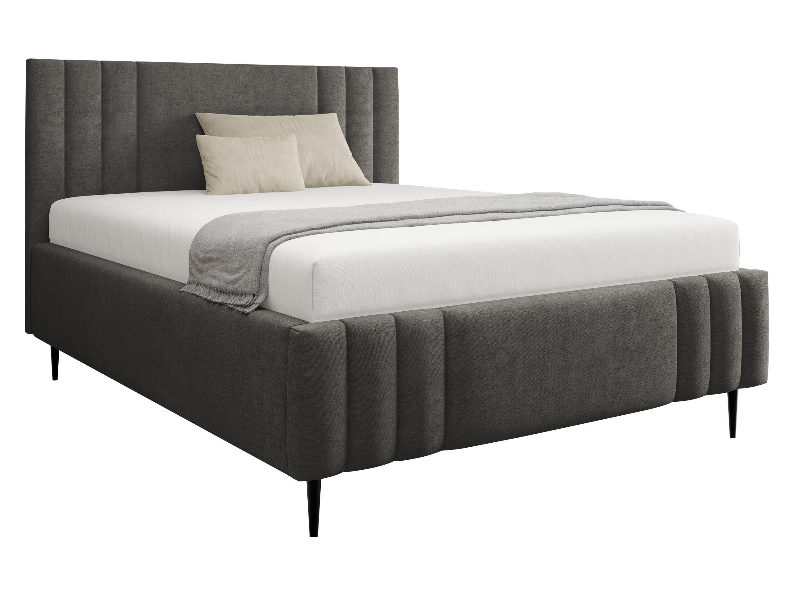 POLSTERBETT Ribo Leg - Dunkelgrau/Schwarz, Holz/Textil (140/200cm) - MIRJAN24