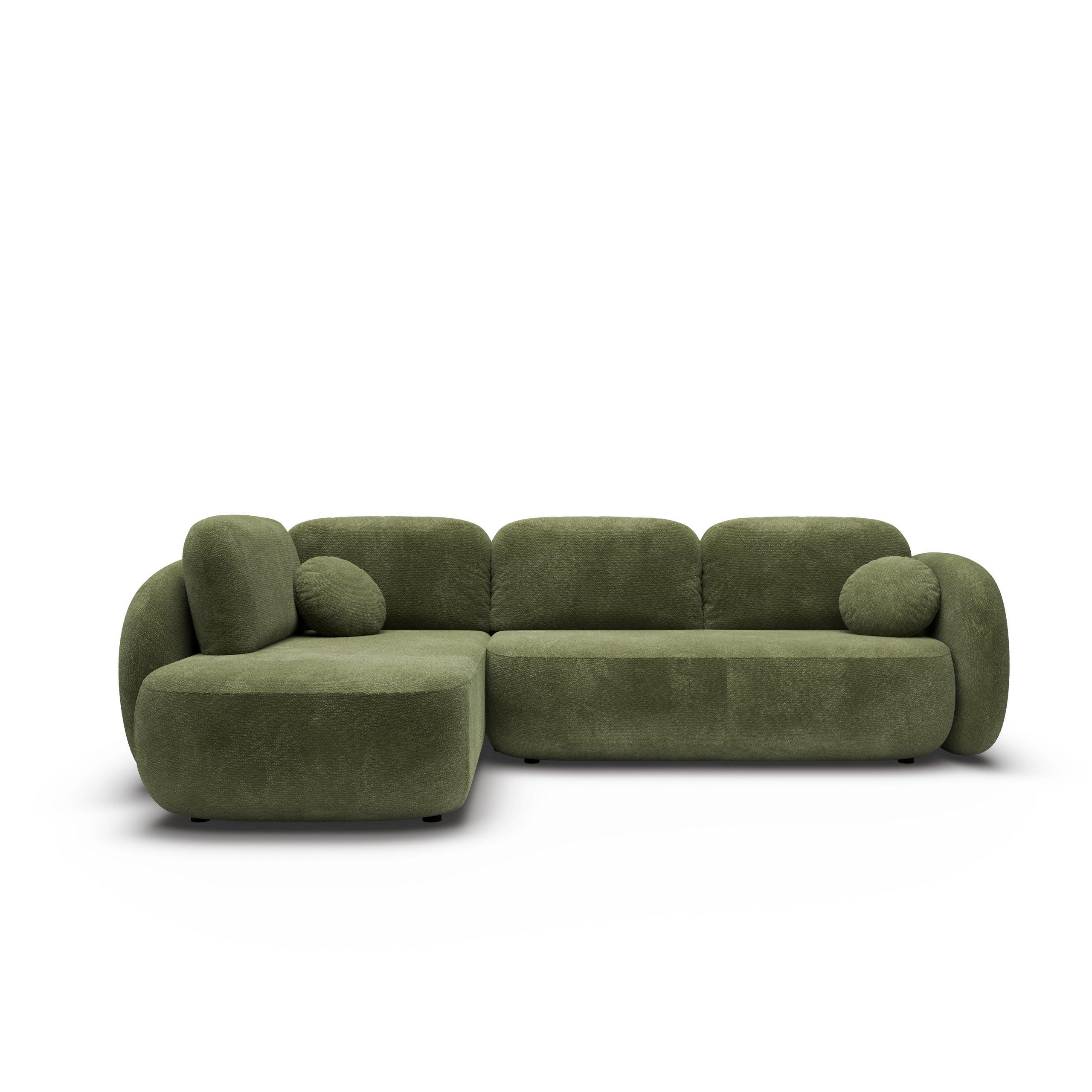 ECKSOFA AMICO II L-S Grün Geflochtener Stoff mit Schlaffunktion - Grün, Holz (289/190cm) - MASSENO