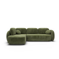 ECKSOFA AMICO II L-S Grün Geflochtener Stoff mit Schlaffunktion - Grün, Holz (289/190cm) - MASSENO