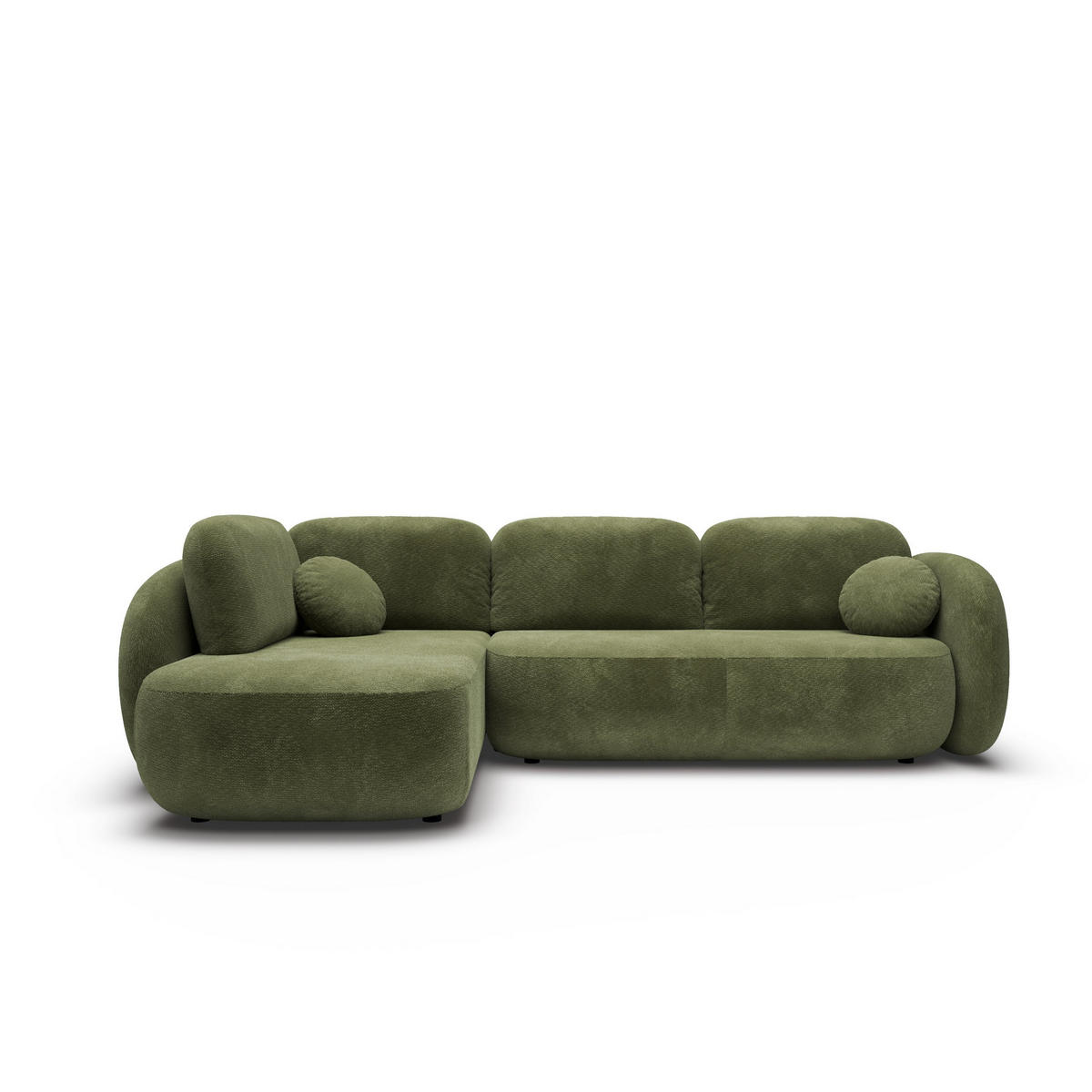 ECKSOFA AMICO II L-S Grün Geflochtener Stoff mit Schlaffunktion - Grün, Holz (289/190cm) - MASSENO