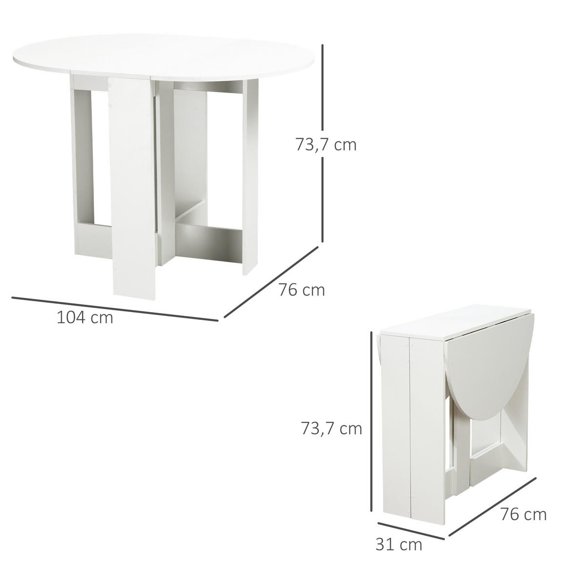 ESSTISCH Weiß 1 Stück - Weiß, Kunststoff (104/76/73.7cm) - GiPP